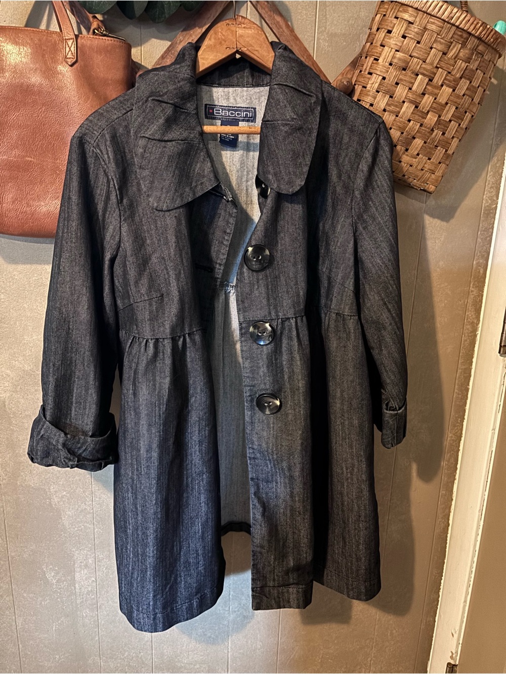 Baccini Women's Black Denim Button-Front Jacket
